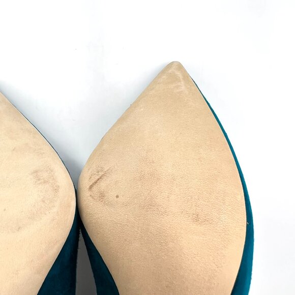 SJP Sarah Jessica Parker EU 38 US 8 Teal Blue Suede Leather Fawn 70 Dress Pumps - Picture 12 of 16
